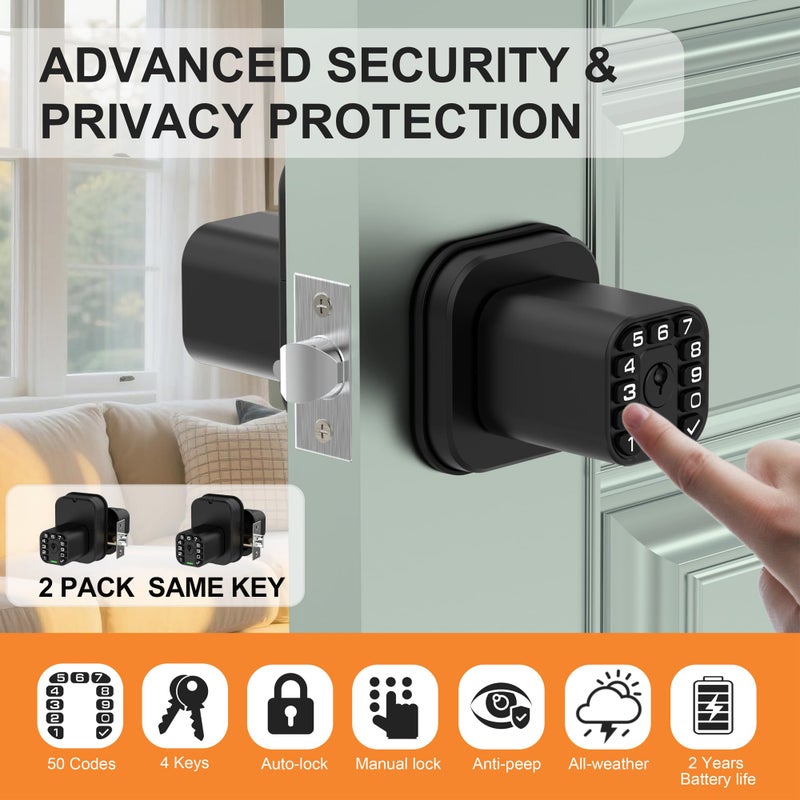 Richelock IU52 Double-Sided Keypad Door Lock, All-Weather, Fully Waterproof Keyless Entry with Dual-Sided Programmable Codes, Same Key Both Sides for Outdoor, Indoor, Gate & Fence - Image 3